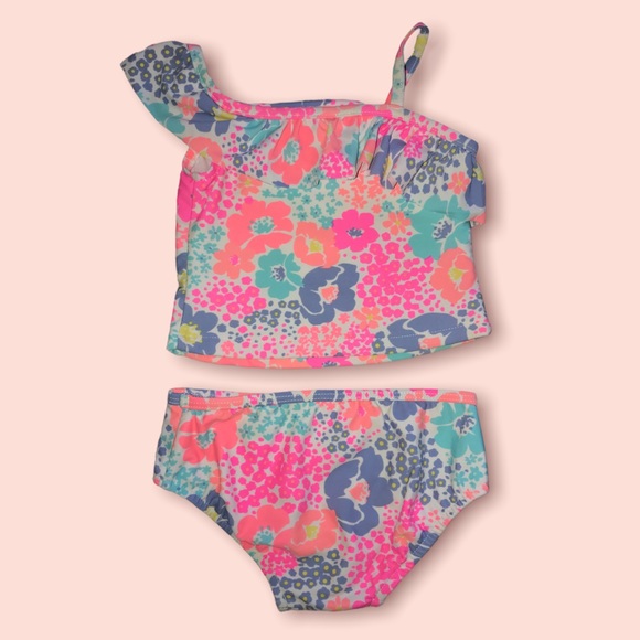 Carter’s Girl Colorful Floral Print Two-Piece Swimsuit.  Size 18 months. - Picture 2 of 5